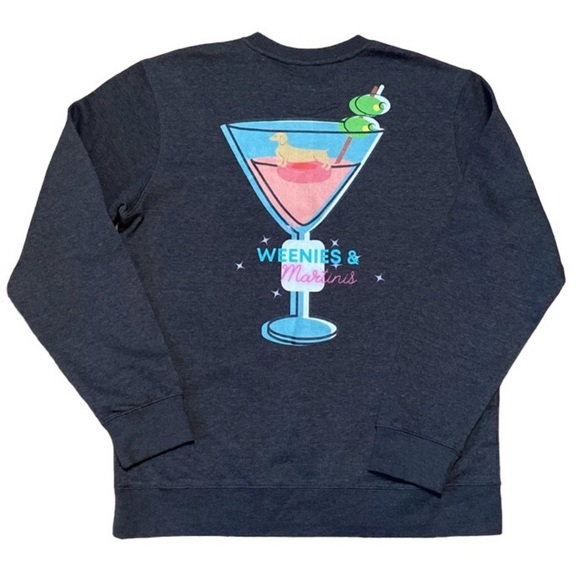 District V.I.T. Fleece Gray Weenies & Martinis Sweatshirt Size Large - Picture 6 of 10